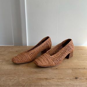 Miista London Noa Legno Woven Raffia Mi-Heels sz 38 (US 7.5)